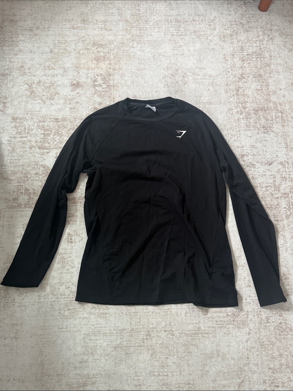 Gymshark Black Long Sleeve Athletic Tee with White Logo